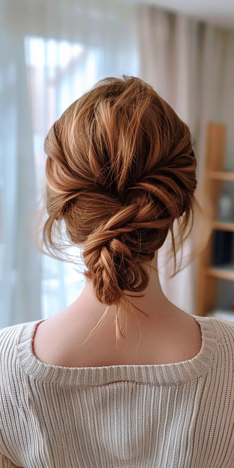 easy hairstyles Updo, Chignon, French twist, braid, Braid