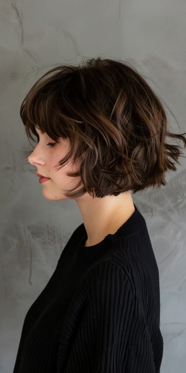 choppy haircuts Asymmetric cut, Bob Pixie Layered hair, Digital perm