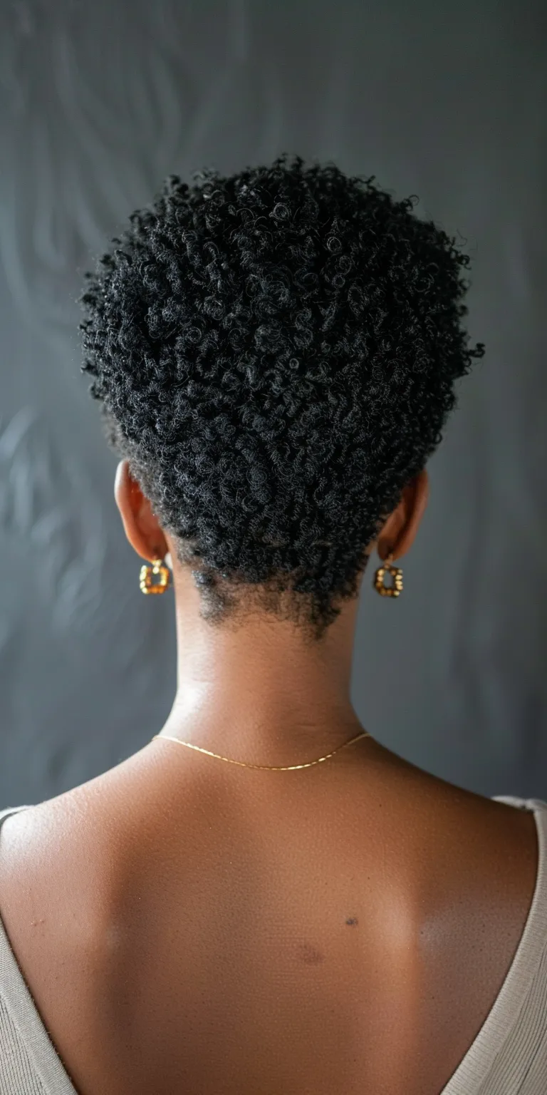 low maintenance short natural haircuts for black females Afro puffs, Kinky hair, Pompadour, Asymmetric cut, Updo