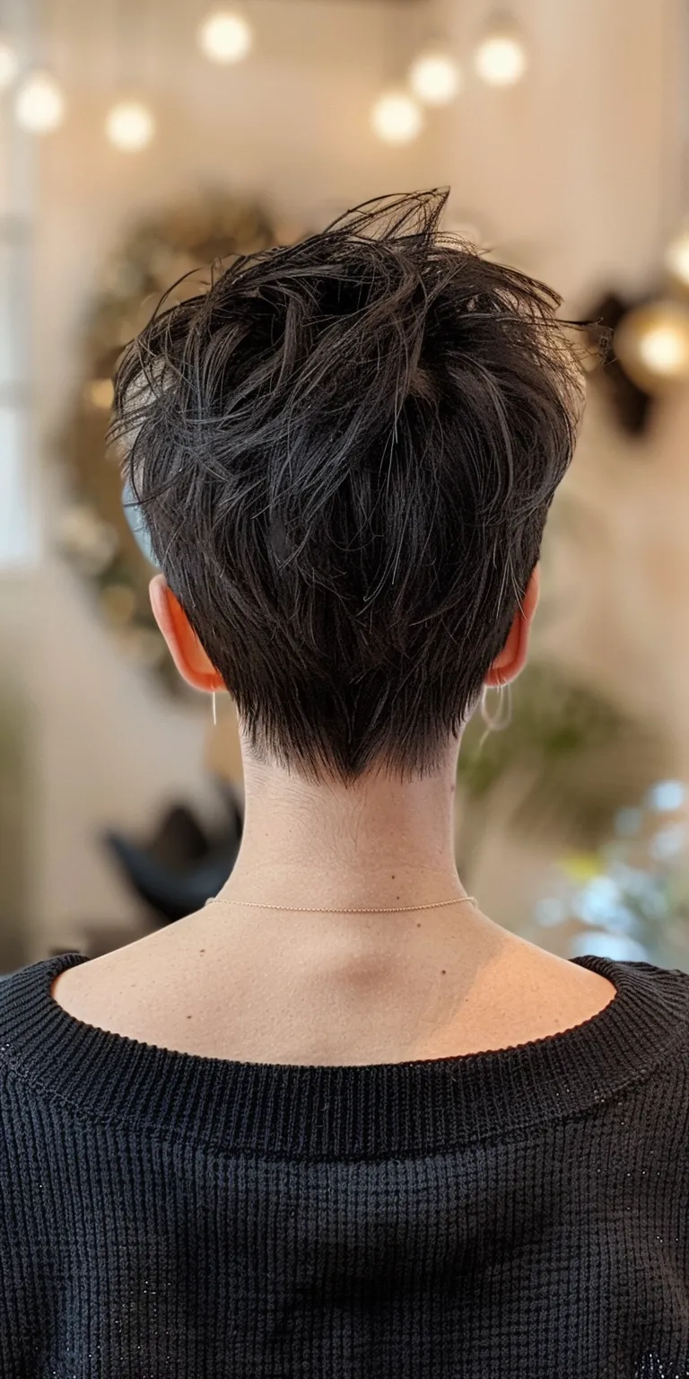 short haircuts for thin hair Asymmetric cut, Short brush French twist, Pompadour, Chignon