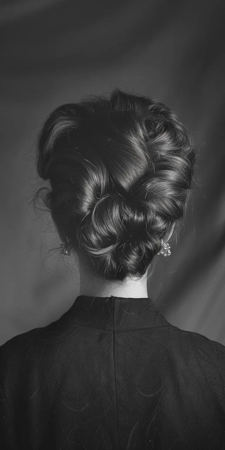 1980 hairstyles Chignon, Updo, Milkmaid braid, French twist, Ballerina bun