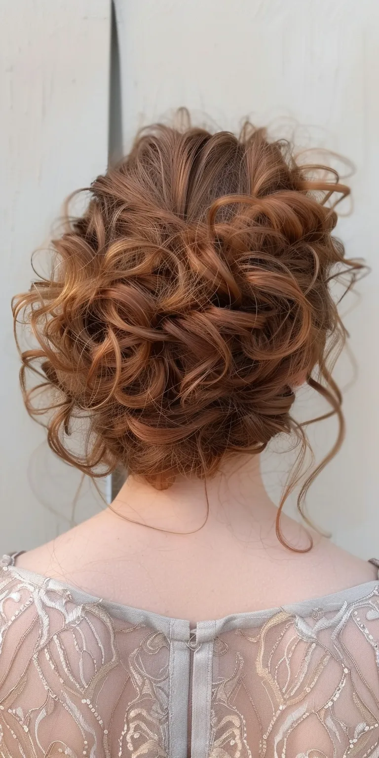 natural curly hairstyles Updo, Milkmaid braid, Chignon, French twist, Digital perm