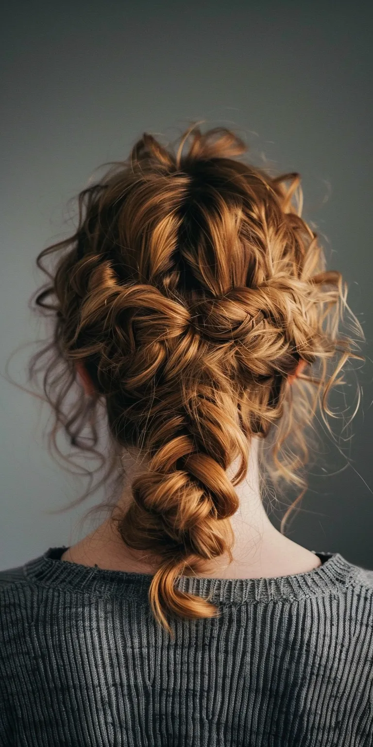 easy hairstyles for curly hair Updo, Milkmaid braid, Waterfall braids, French Chignon