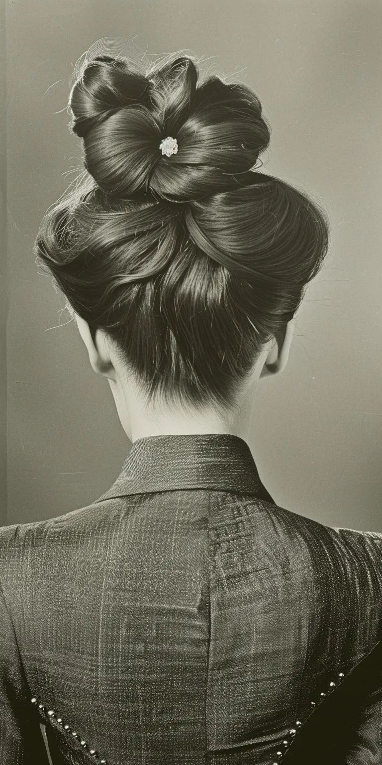 1960 hairstyles Chignon, Updo, French twist, Japanese women's hairstyles, Pompadour