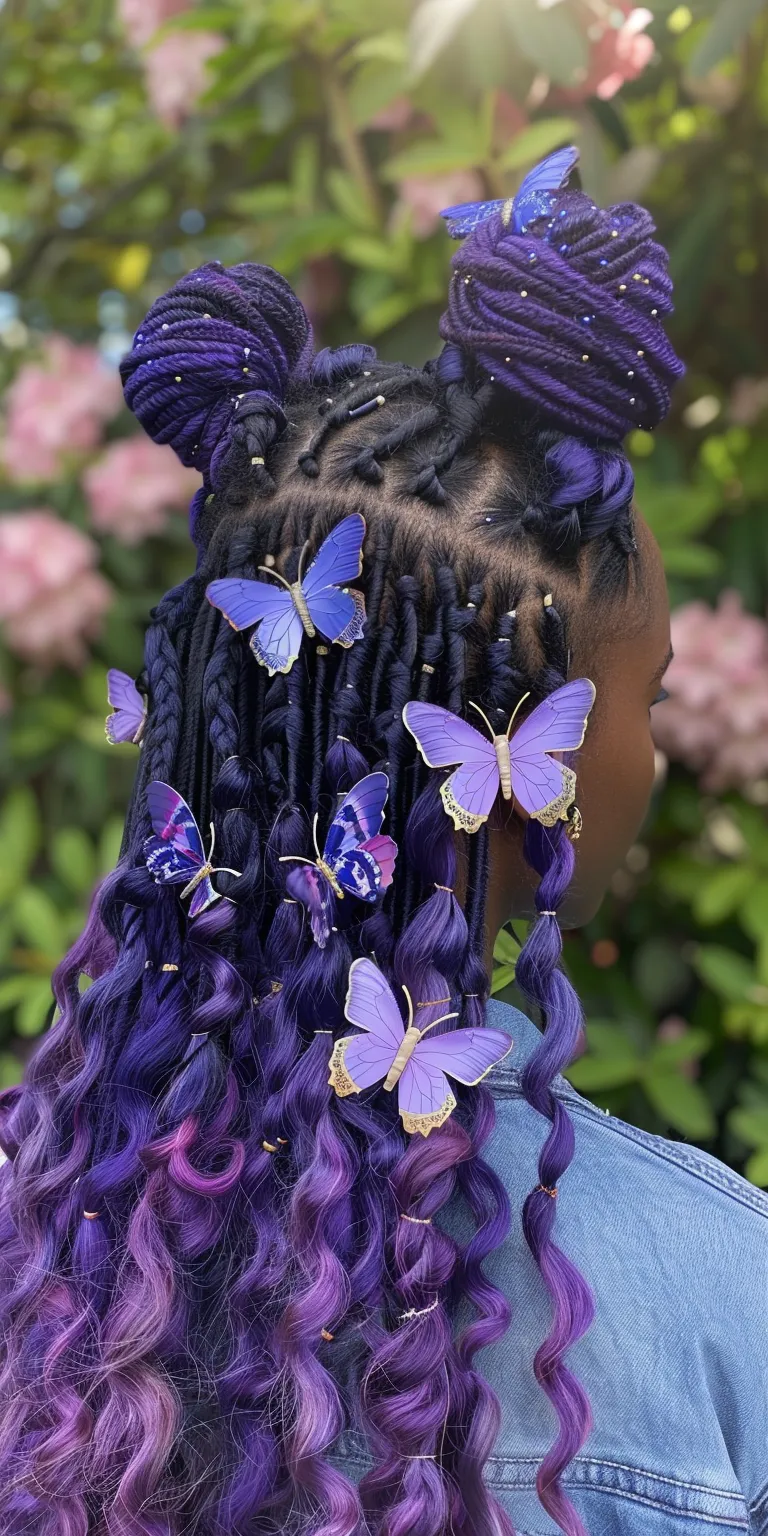 butterfly locs with color Butterfly haircut, Layered hair, Waterfall braids, Boho Crochet braids