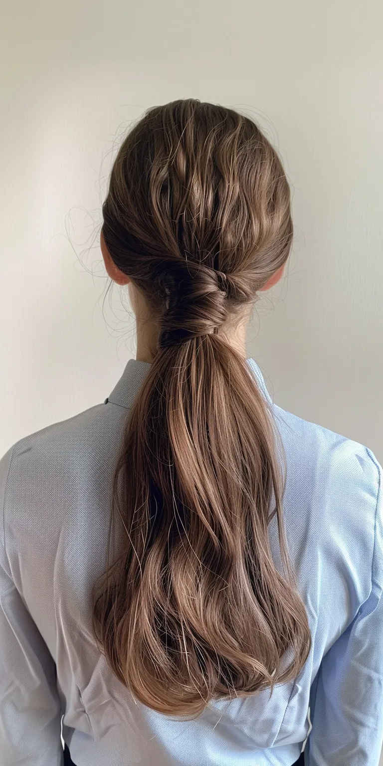 curtain bangs ponytail French braid, twist, Braid, Ponytail, Milkmaid braid