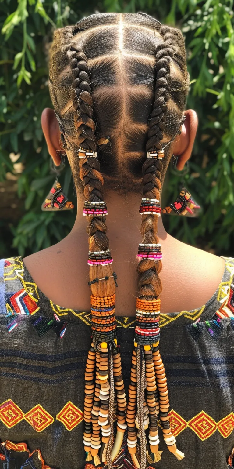 tribal braids with beads Boho braids, Hair twists, Waterfall Crochet Cornrows