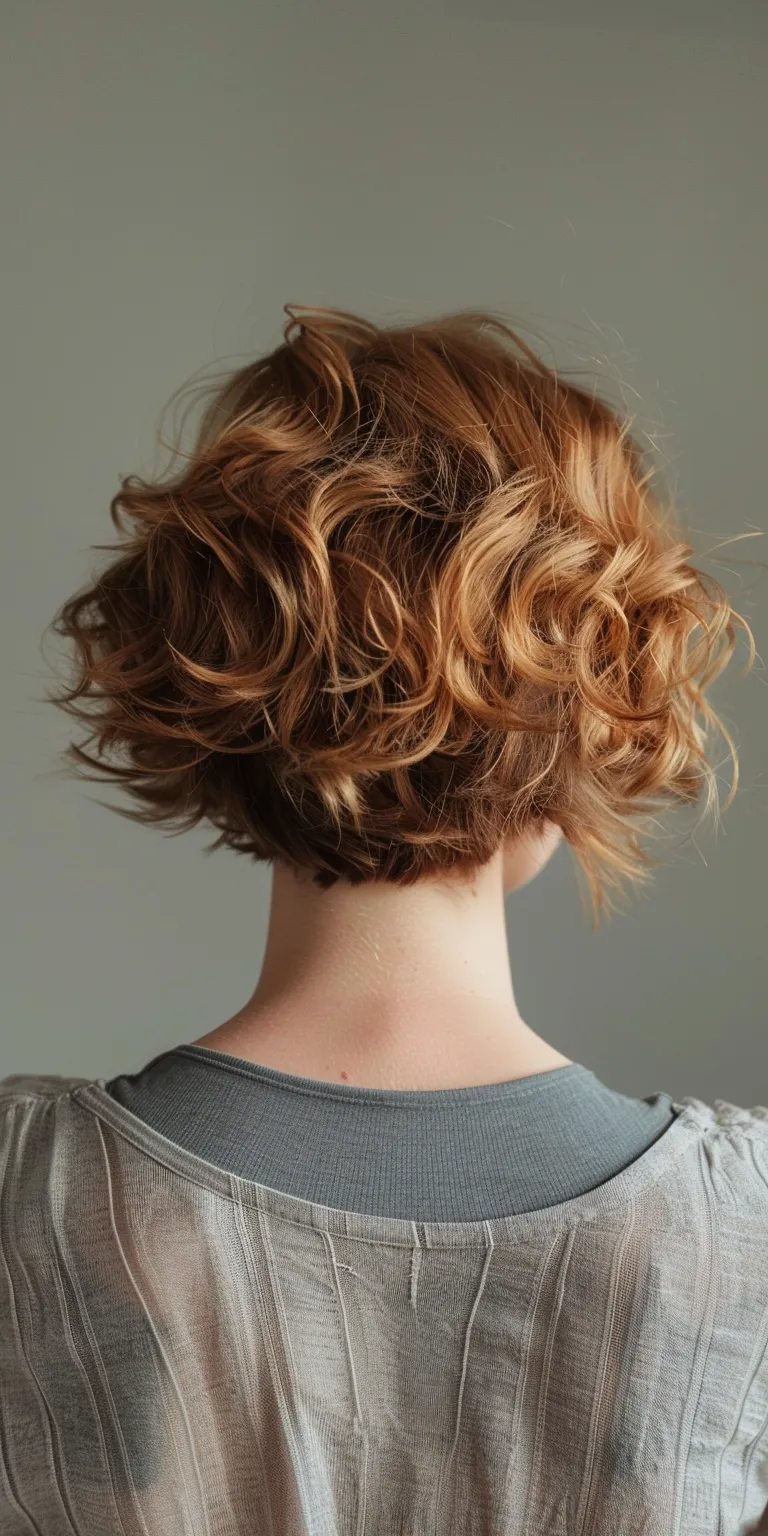 short haircuts for wavy hair Digital perm, Asymmetric cut, Layered hair, Chignon, Updo