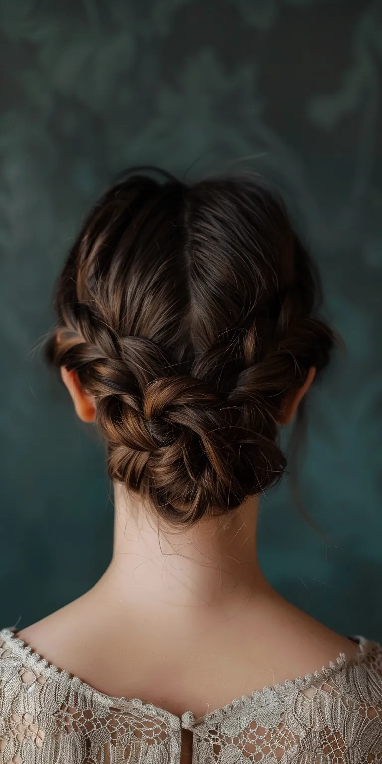 short braided hairstyles Milkmaid braid, French Updo, Chignon, twist