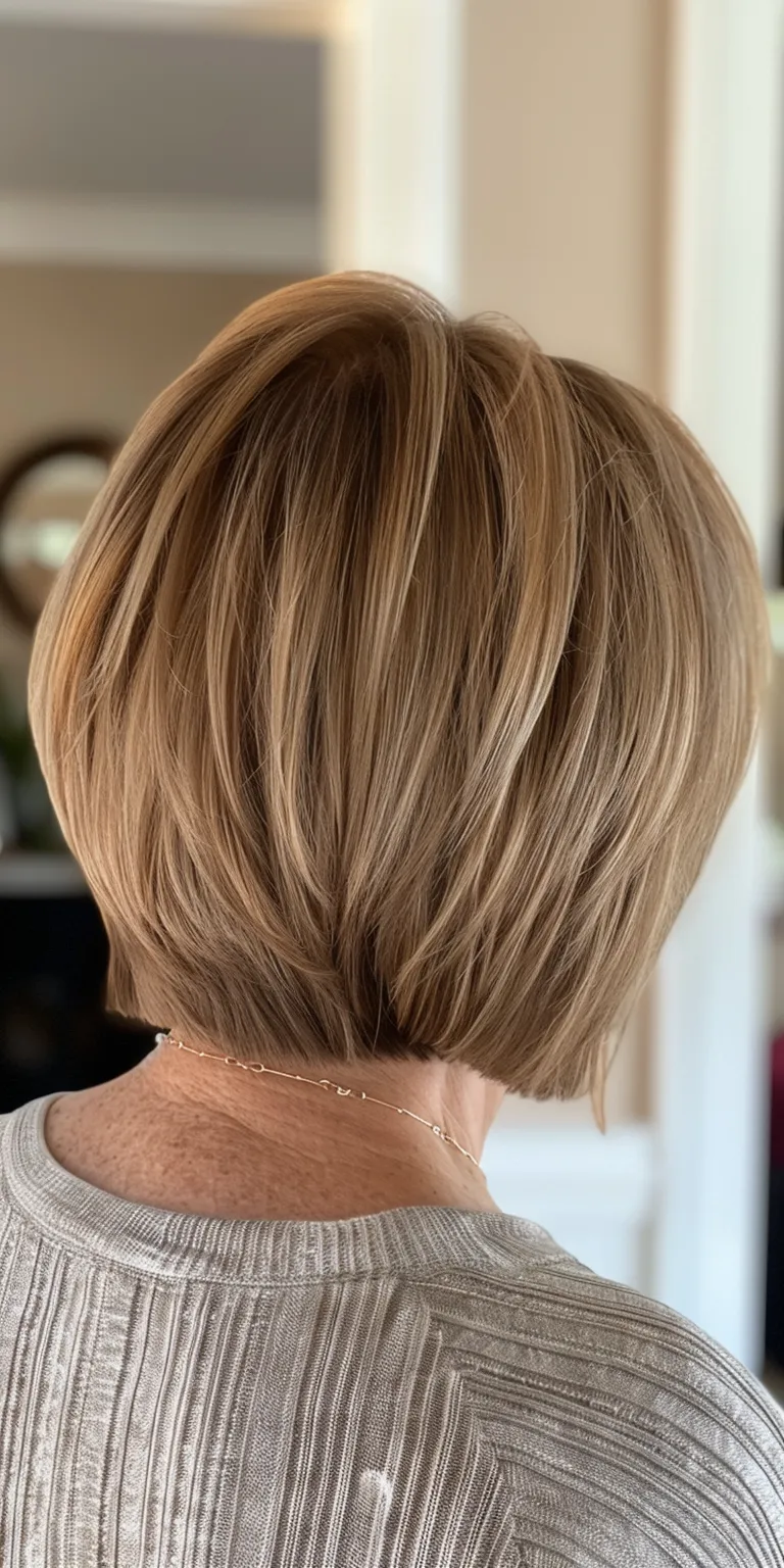 haircuts for women over 50 Asymmetric cut, Short brush Professional Stacked bob, Bob cut