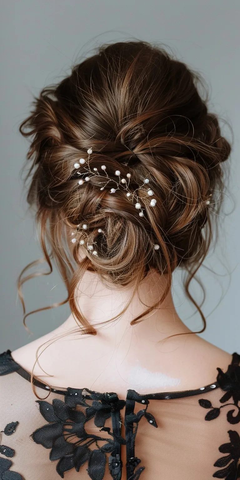 wedding guest hairstyles Updo, Chignon, Milkmaid braid, Ballerina bun, Boho braids