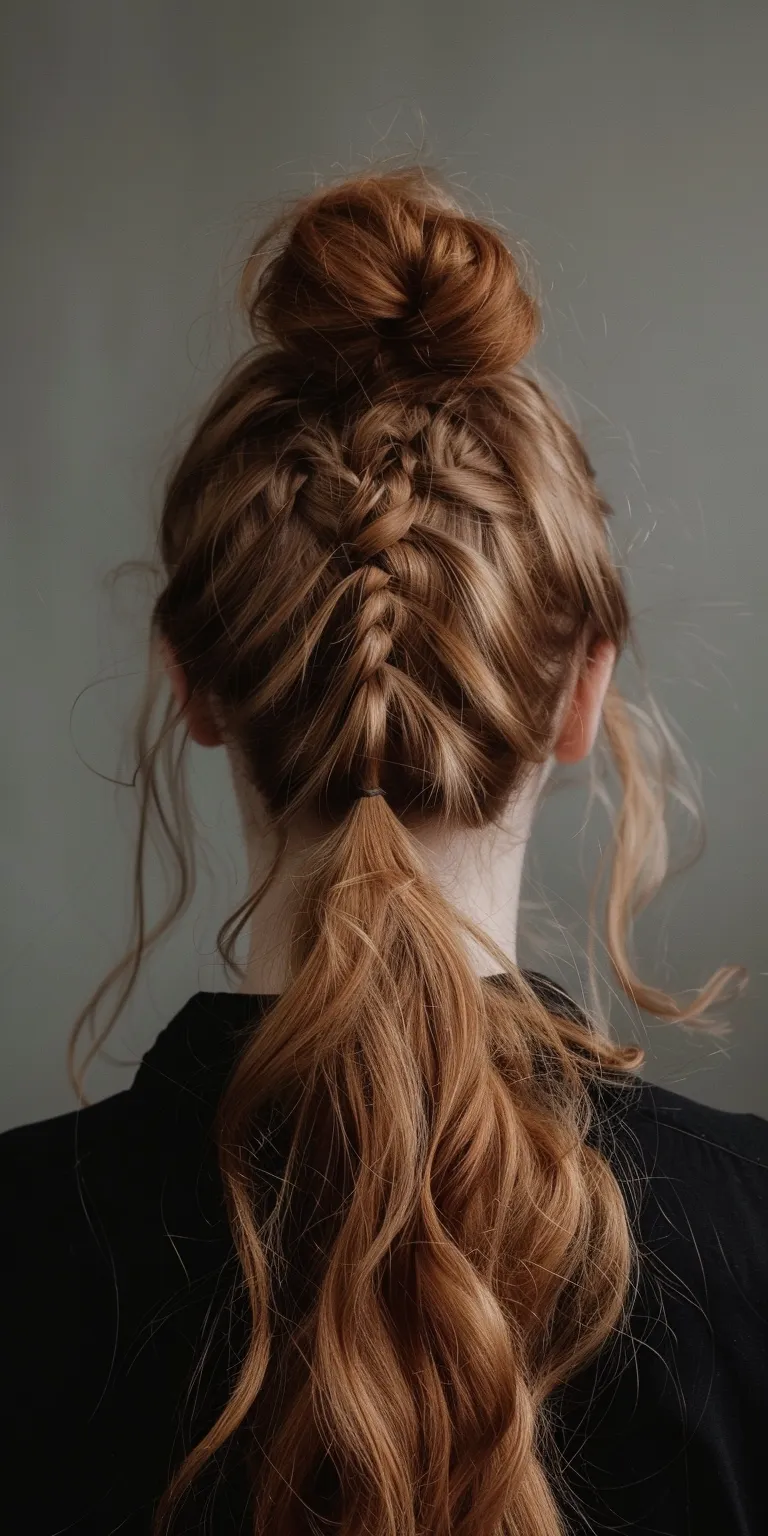 half bun hairstyle French braid, Braid, Waterfall braids, twist, Milkmaid braid