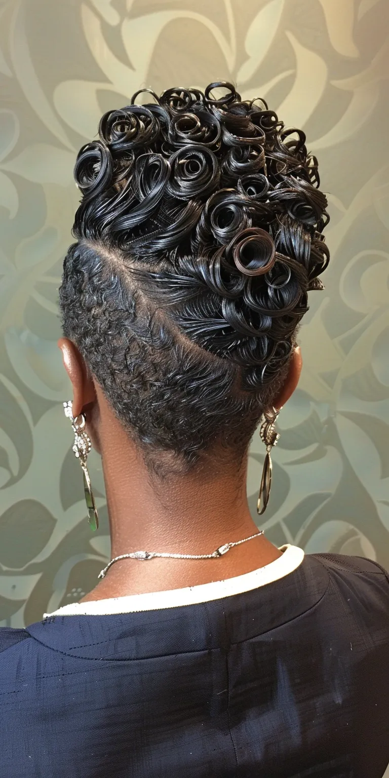 short weave hairstyles French twist, Waterfall braids, Finger wave, Updo, Digital perm