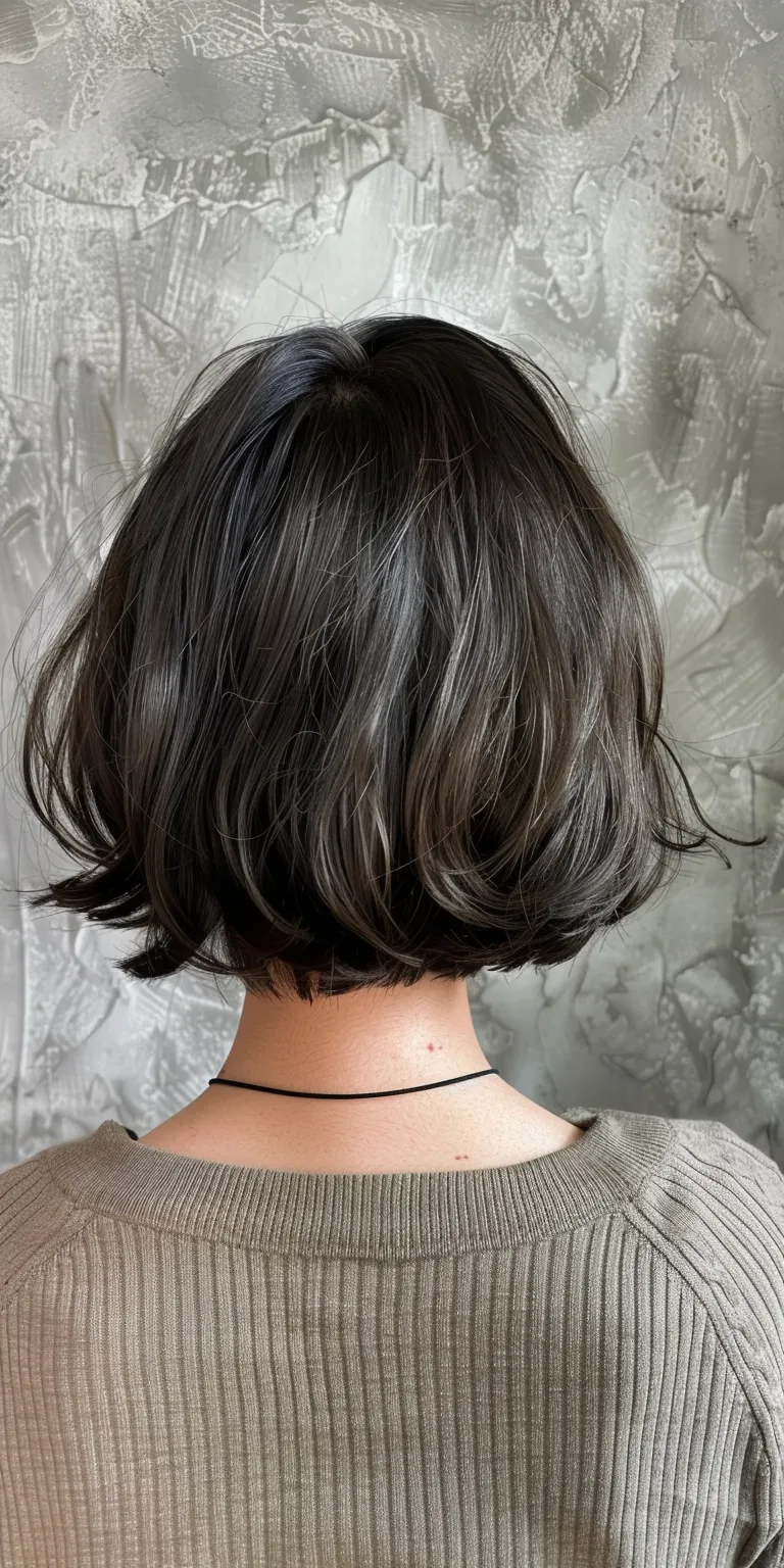 front layered haircuts for long hair Asymmetric cut, Bob Short brush Digital perm, Butterfly haircut