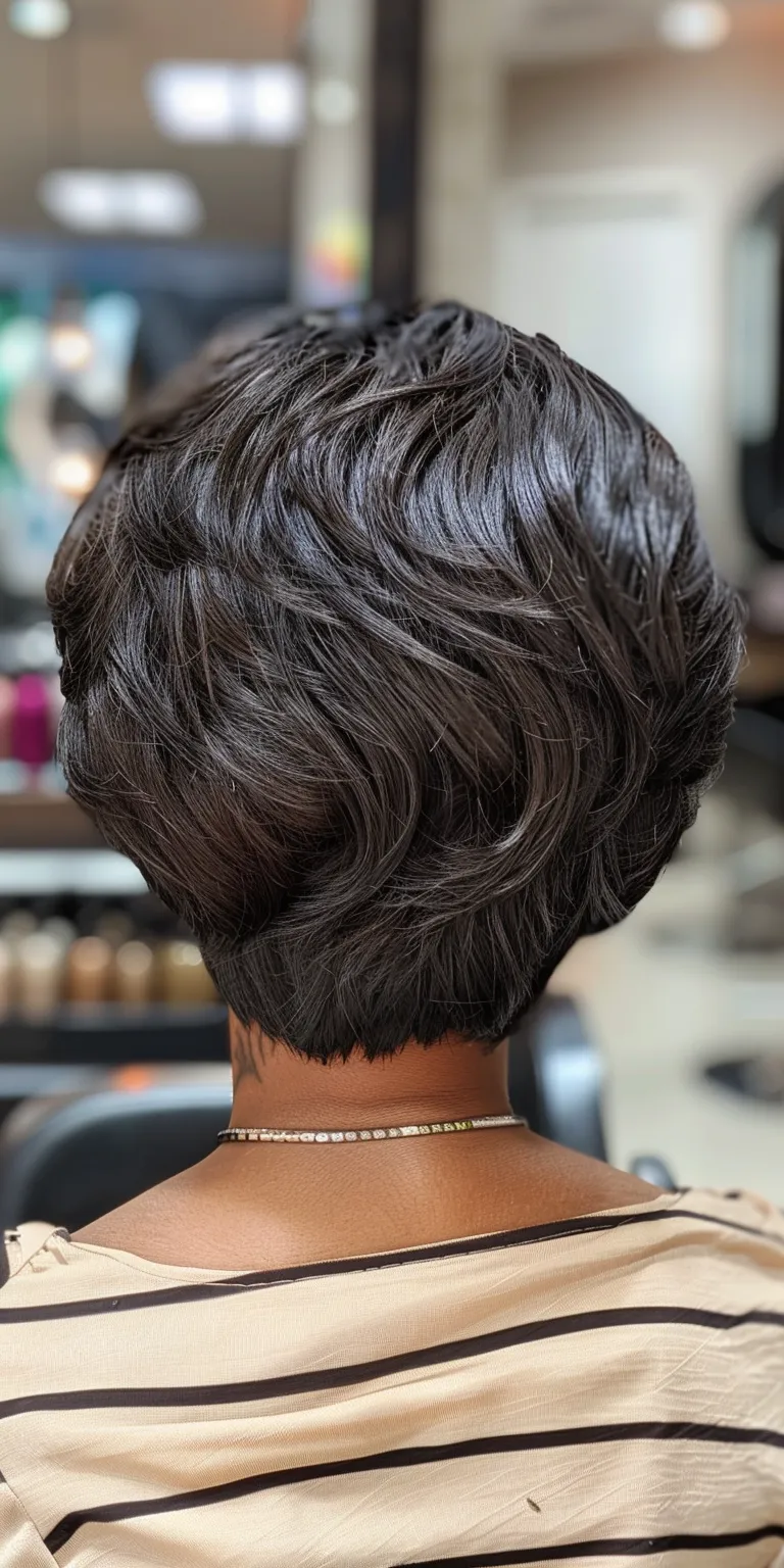 short weave hairstyles Short brush cut, Finger wave, Asymmetric Digital perm, Professional cut