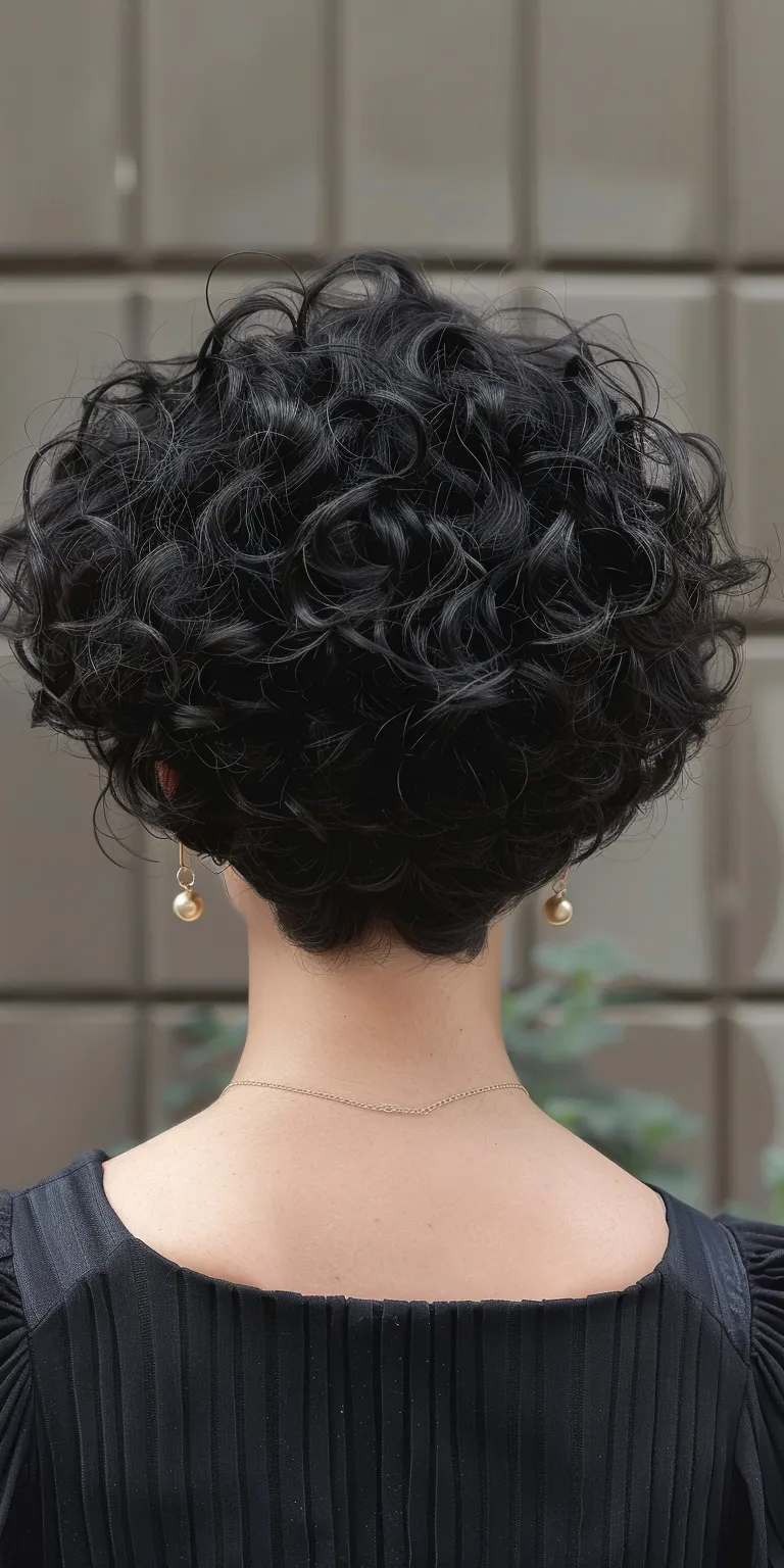 hair styles for short curly Digital perm, Japanese women's hairstyles, Kinky hair, Asymmetric cut, Updo