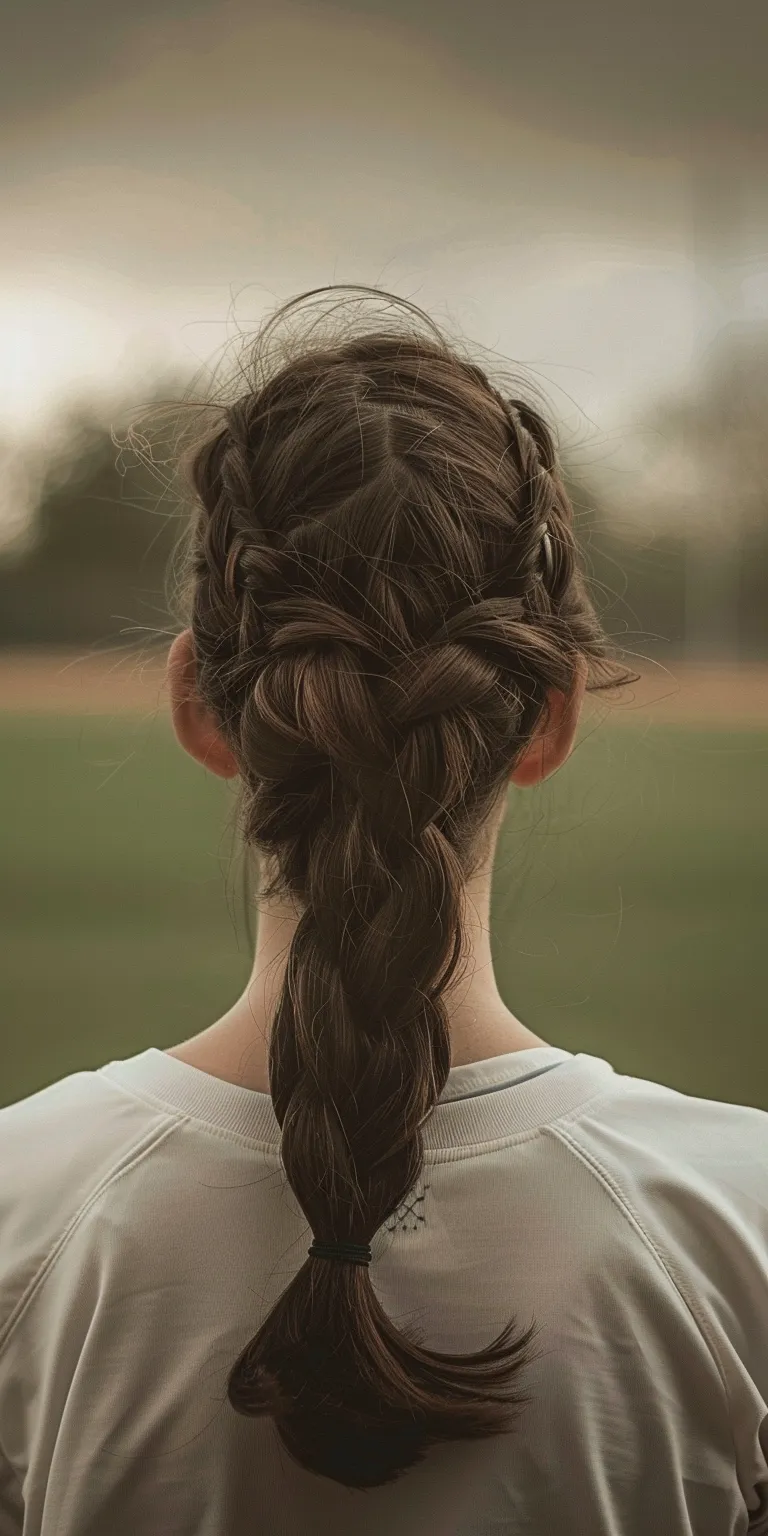 softball hairstyles French braid, Braid, Milkmaid Updo, twist