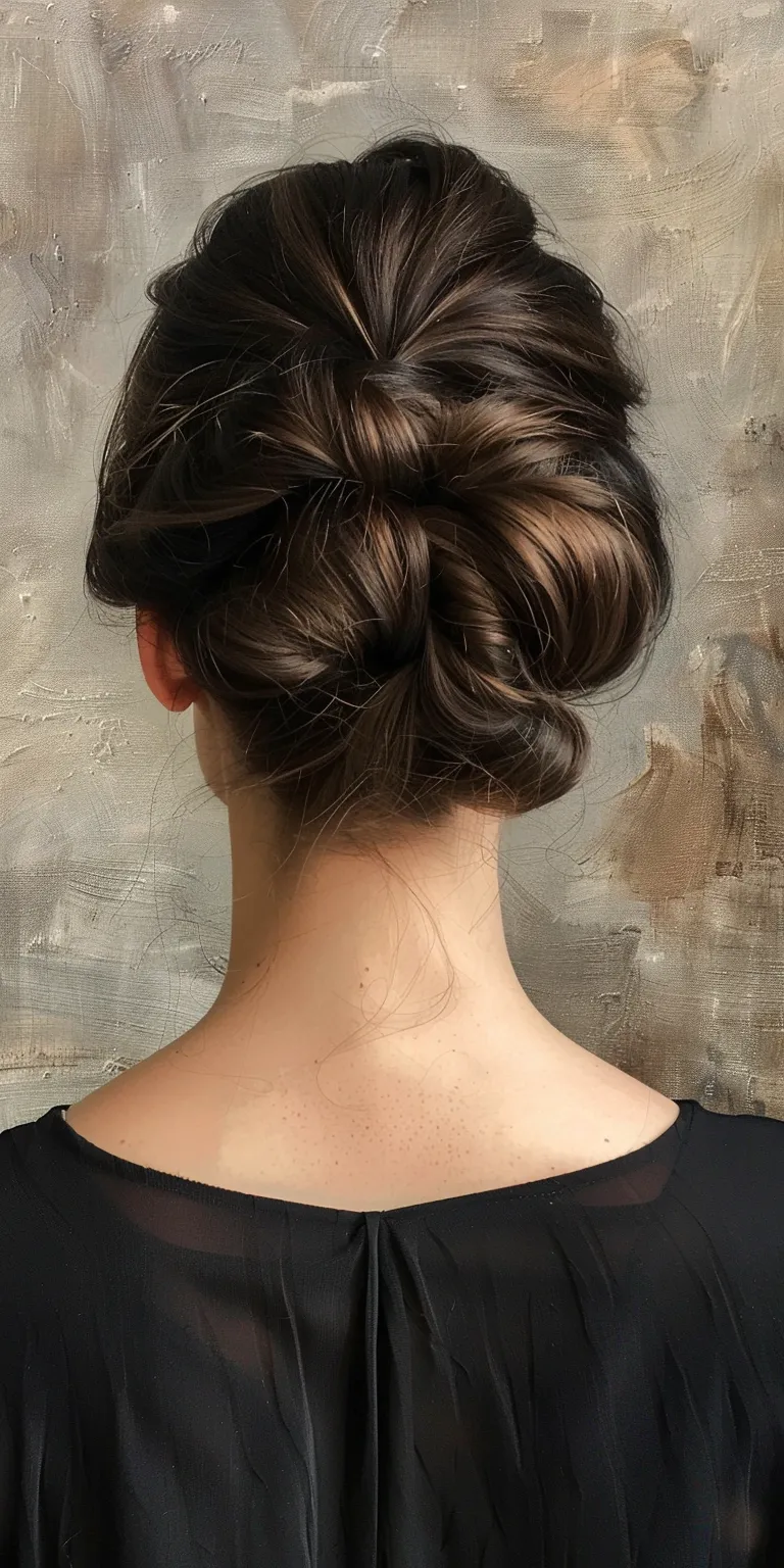 side bun hairstyle Updo, Chignon, Ballerina bun, French twist, Milkmaid braid