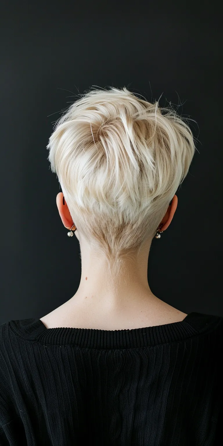 short blonde hairstyles Asymmetric cut, Pixie Short brush Pompadour, Chignon