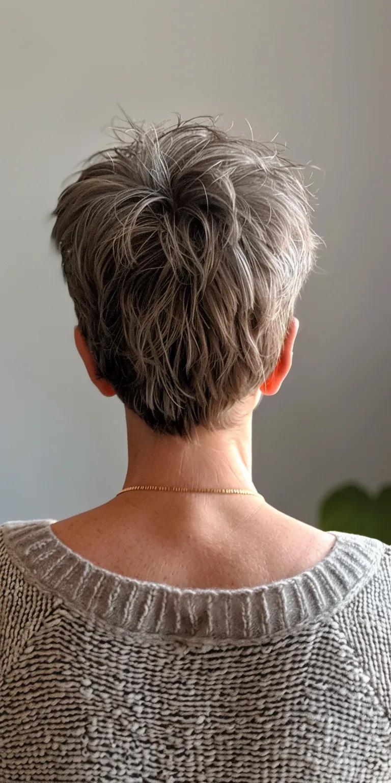 short hairstyles for women over 50 Short brush cut, Asymmetric Digital perm, Layered hair, Pixie cut