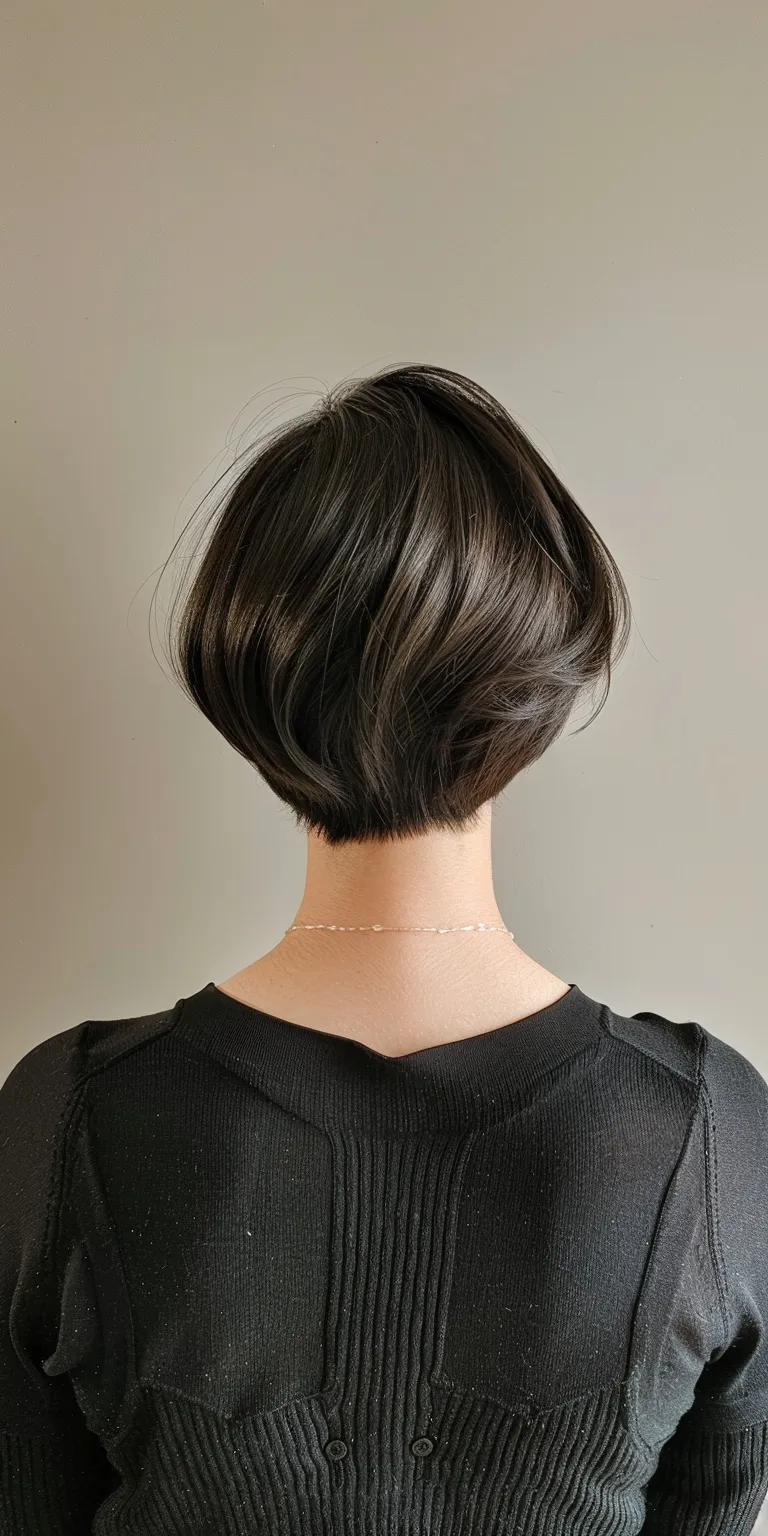 short feminine haircuts Asymmetric cut, Japanese women's hairstyles, Digital perm, Short brush Chignon