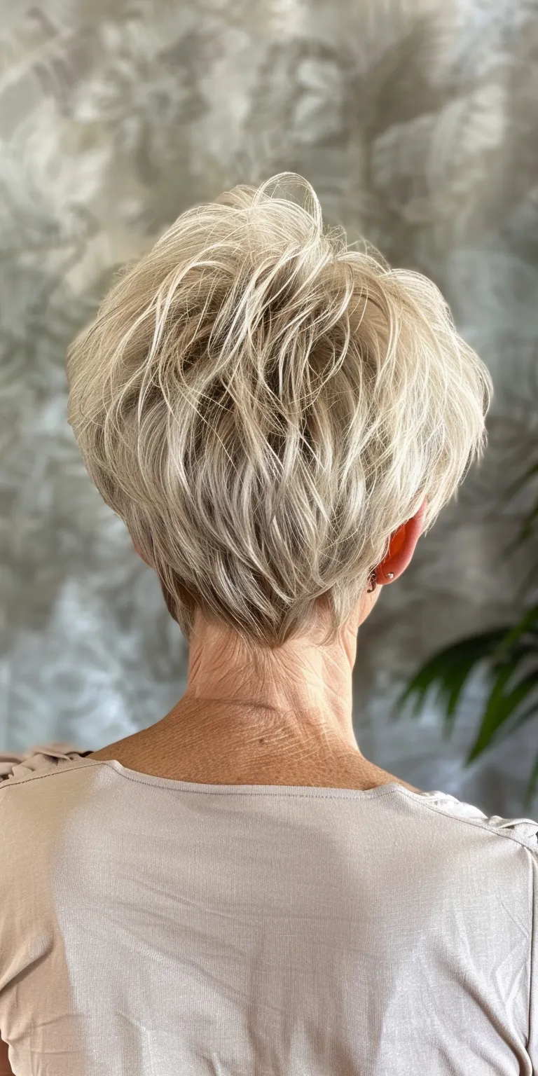 short shag haircuts for women Short brush cut, Asymmetric Digital perm, Pixie Professional cut