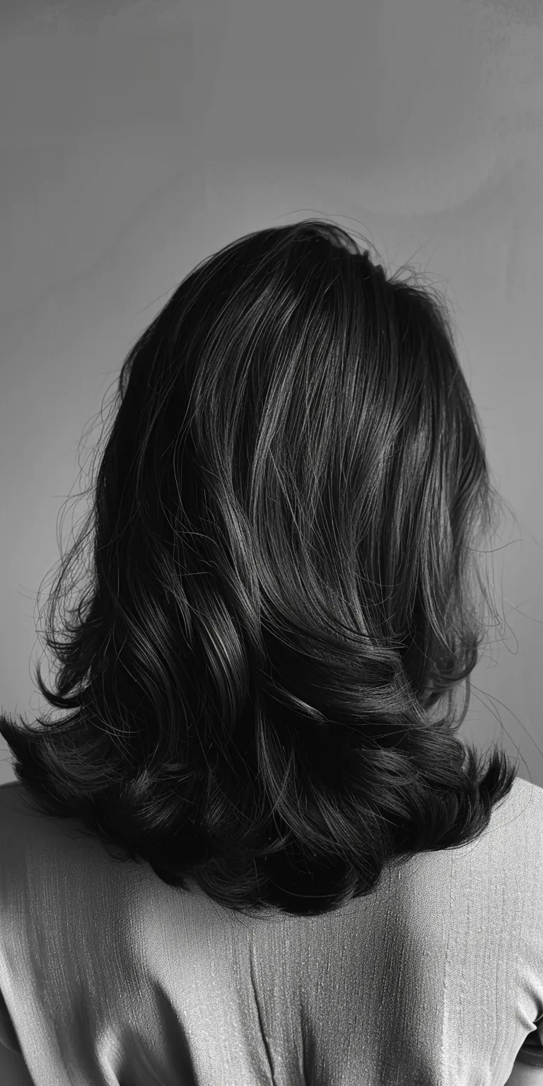 medium hair styles Layered hair, Asymmetric cut, Bob Ringlets, Curtained