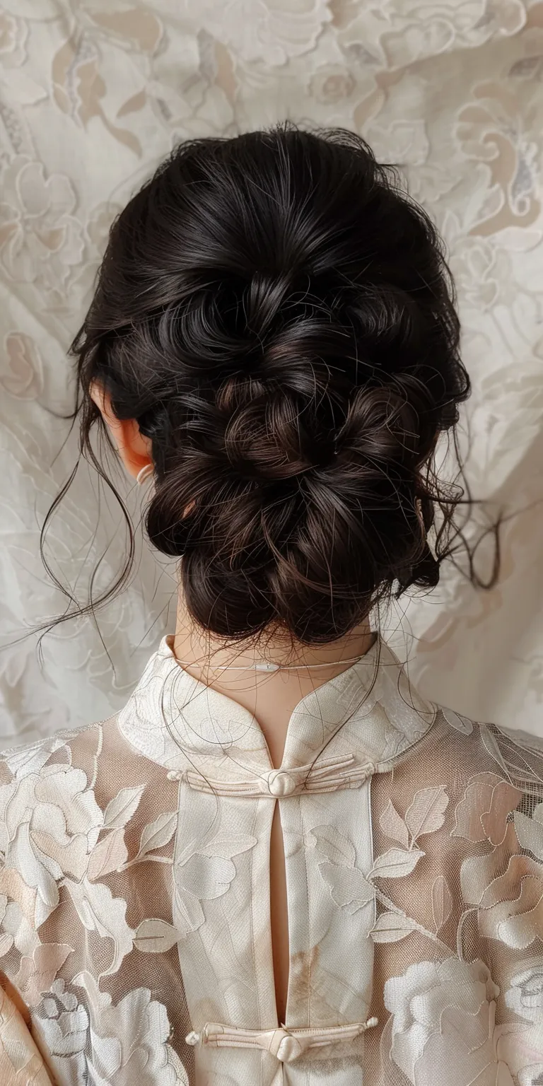 chinese hairstyle Updo, Milkmaid braid, French twist, Chignon, braid