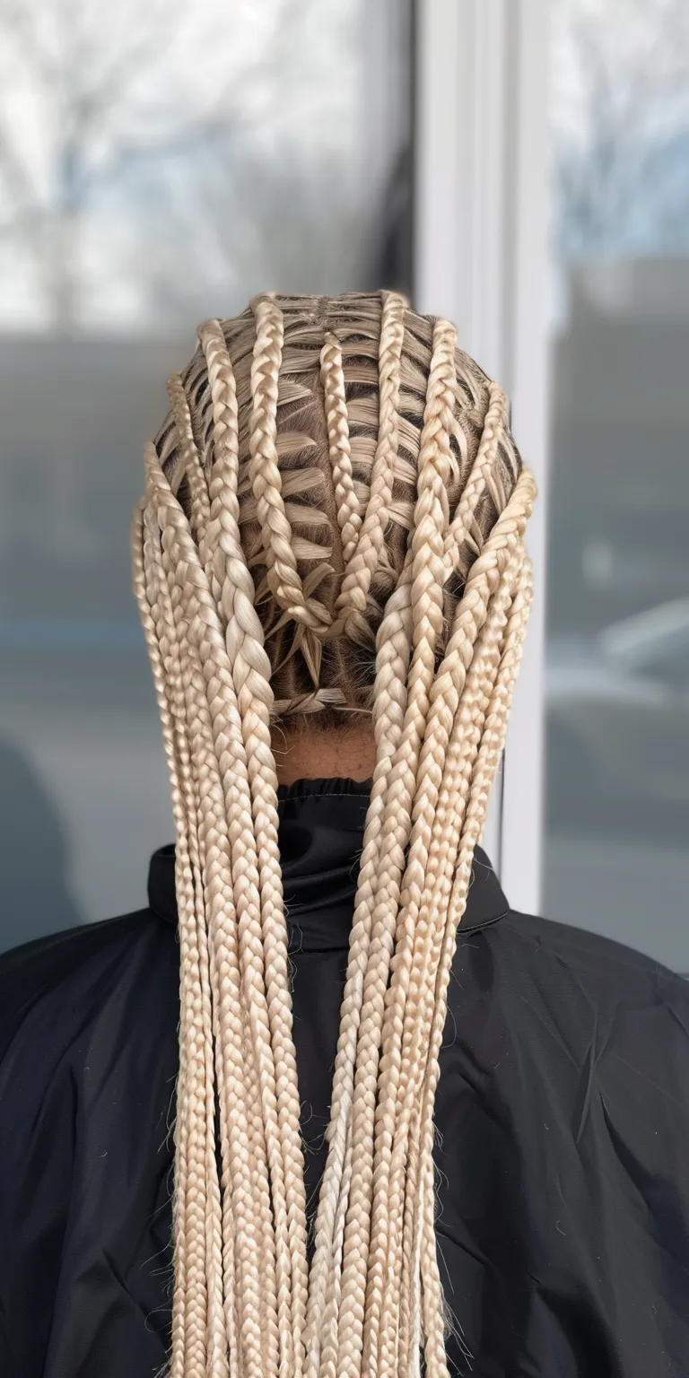 blonde box braids Crochet braids, Digital perm, Cornrows, Hair twists, Layered hair