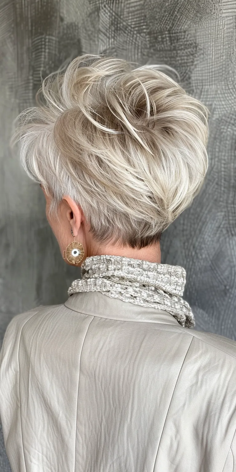 medium short haircuts Asymmetric cut, Layered hair, Chignon, Feathered Updo