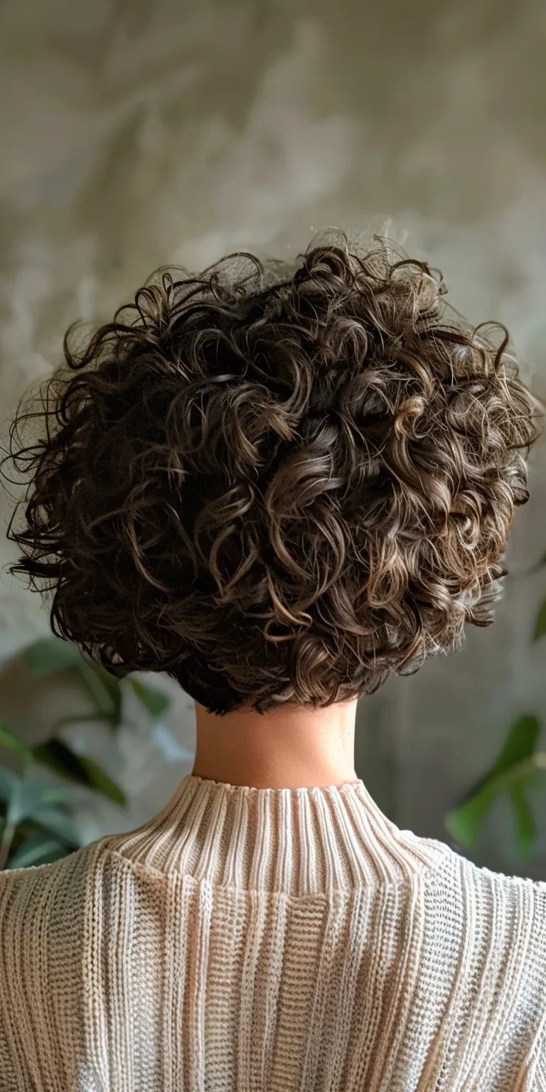 short curly hair styles Digital perm, Ringlets, Curly hair, Asymmetric cut, Layered