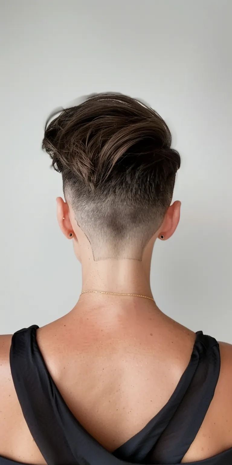 mid fade hairstyle Asymmetric cut, Short brush Pompadour, Professional Tonsure