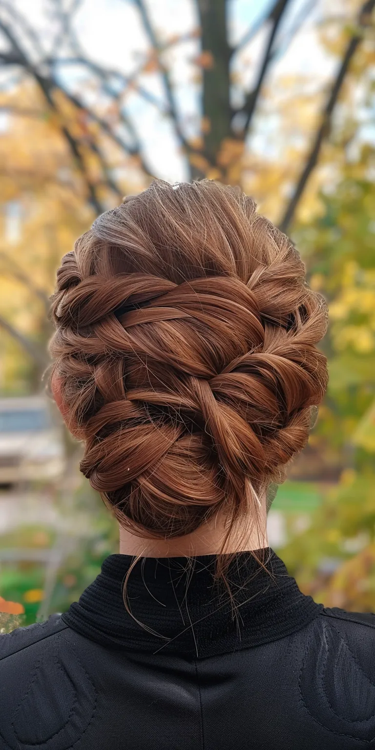 holiday hairstyles Updo, French twist, braid, Waterfall braids, Chignon