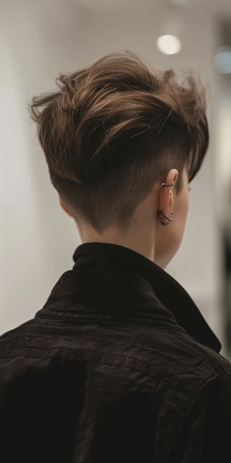 mid fade hairstyle Asymmetric cut, Pompadour, Short brush Updo, Butterfly haircut