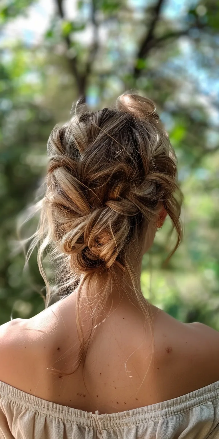 summer hairstyles Updo, Chignon, Waterfall braids, French braid, Boho braids