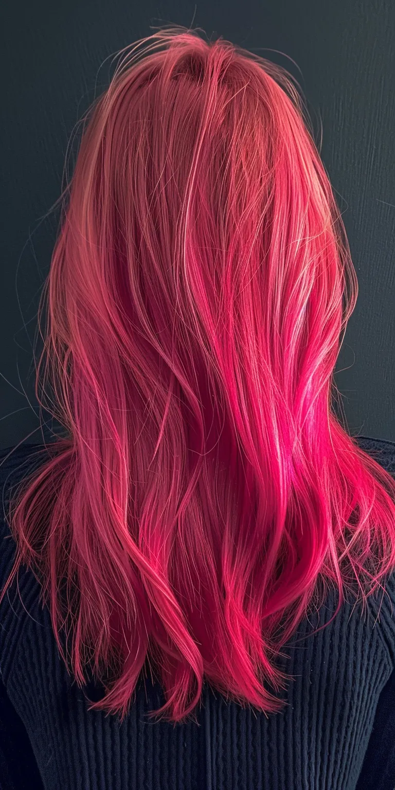 pinks hair styles Mermaid hair, Feathered Layered Asymmetric cut, Kiss curl