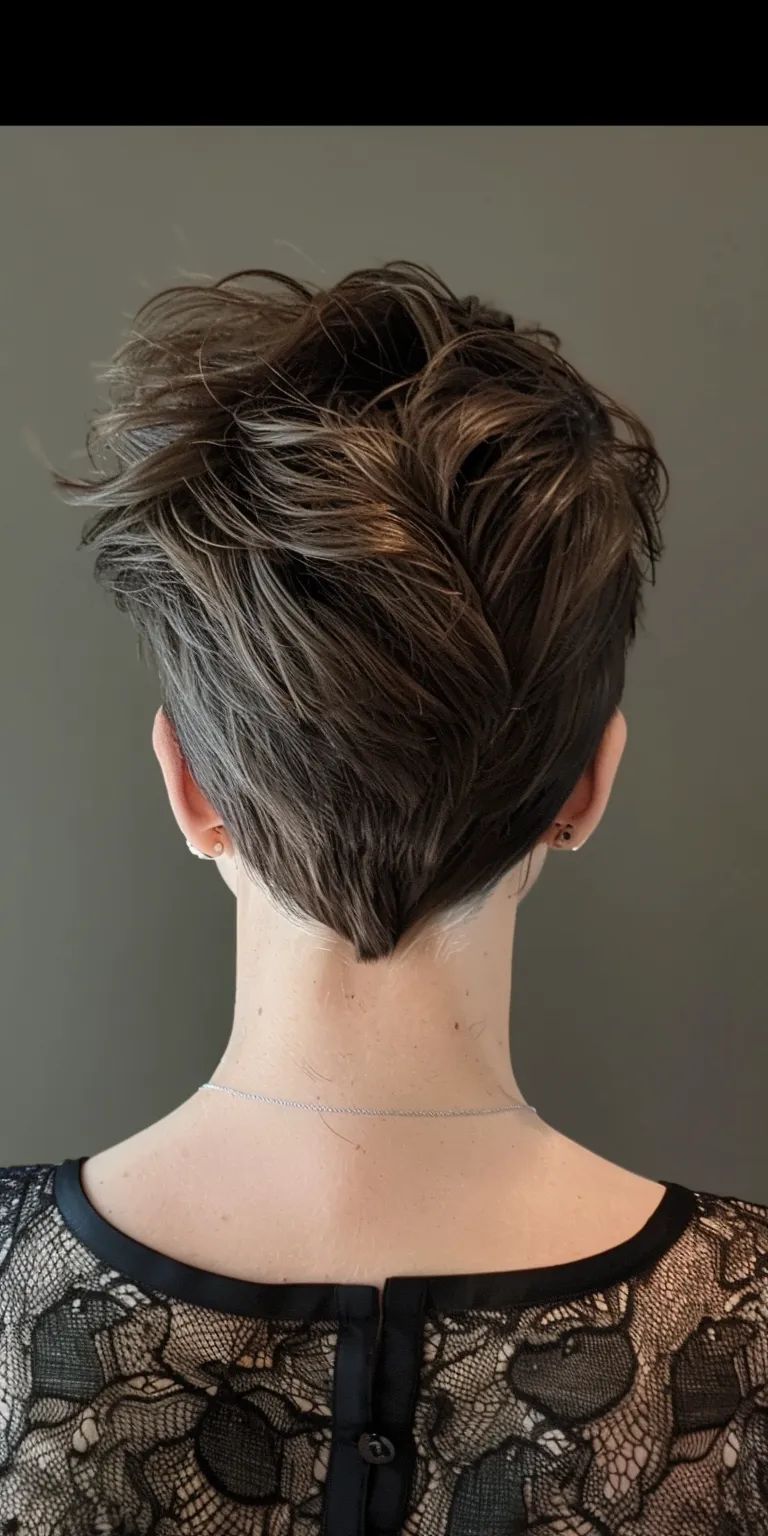 simple hair styles Asymmetric cut, Short brush Pompadour, Professional Digital perm