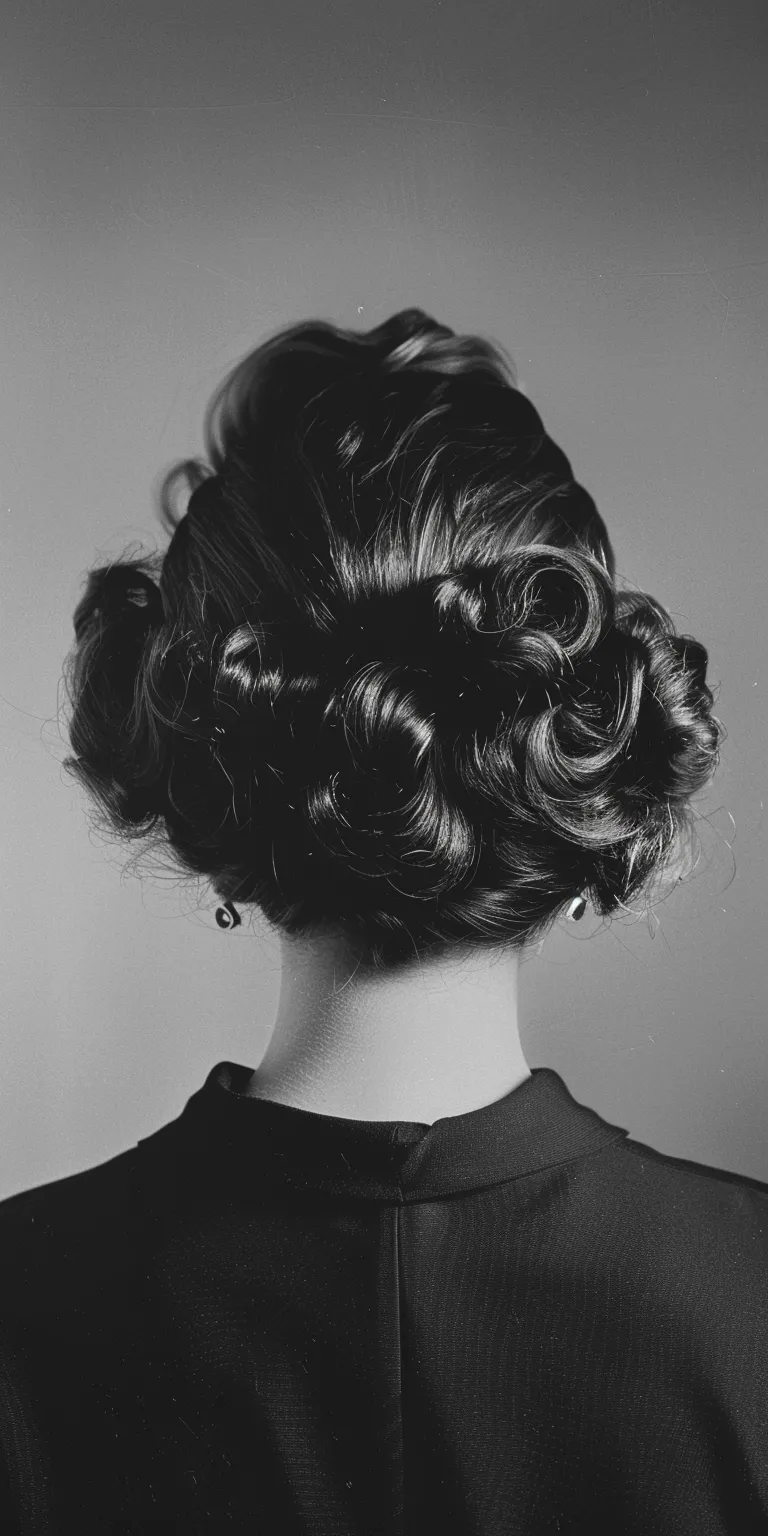 50's hairstyles Chignon, Updo, Finger wave, Milkmaid braid, Bouffant