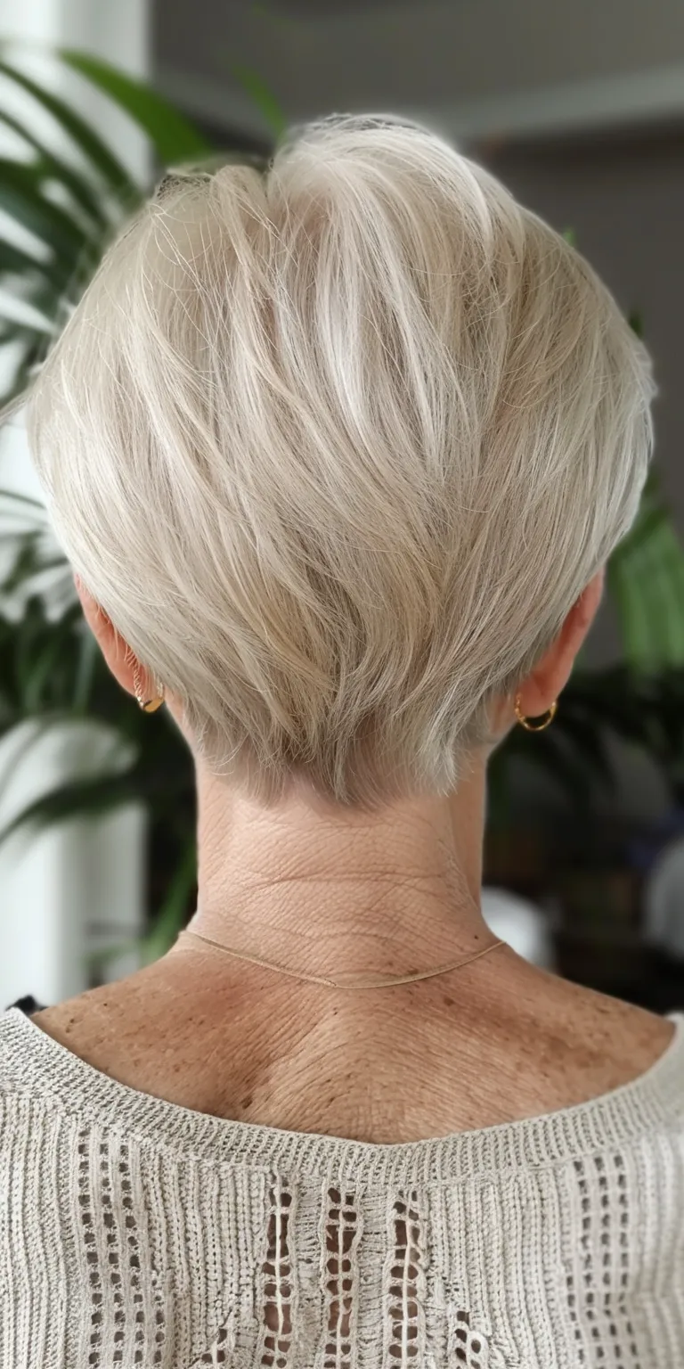 short hair styles for older women Short brush cut, Asymmetric Pixie Tonsure, Digital perm