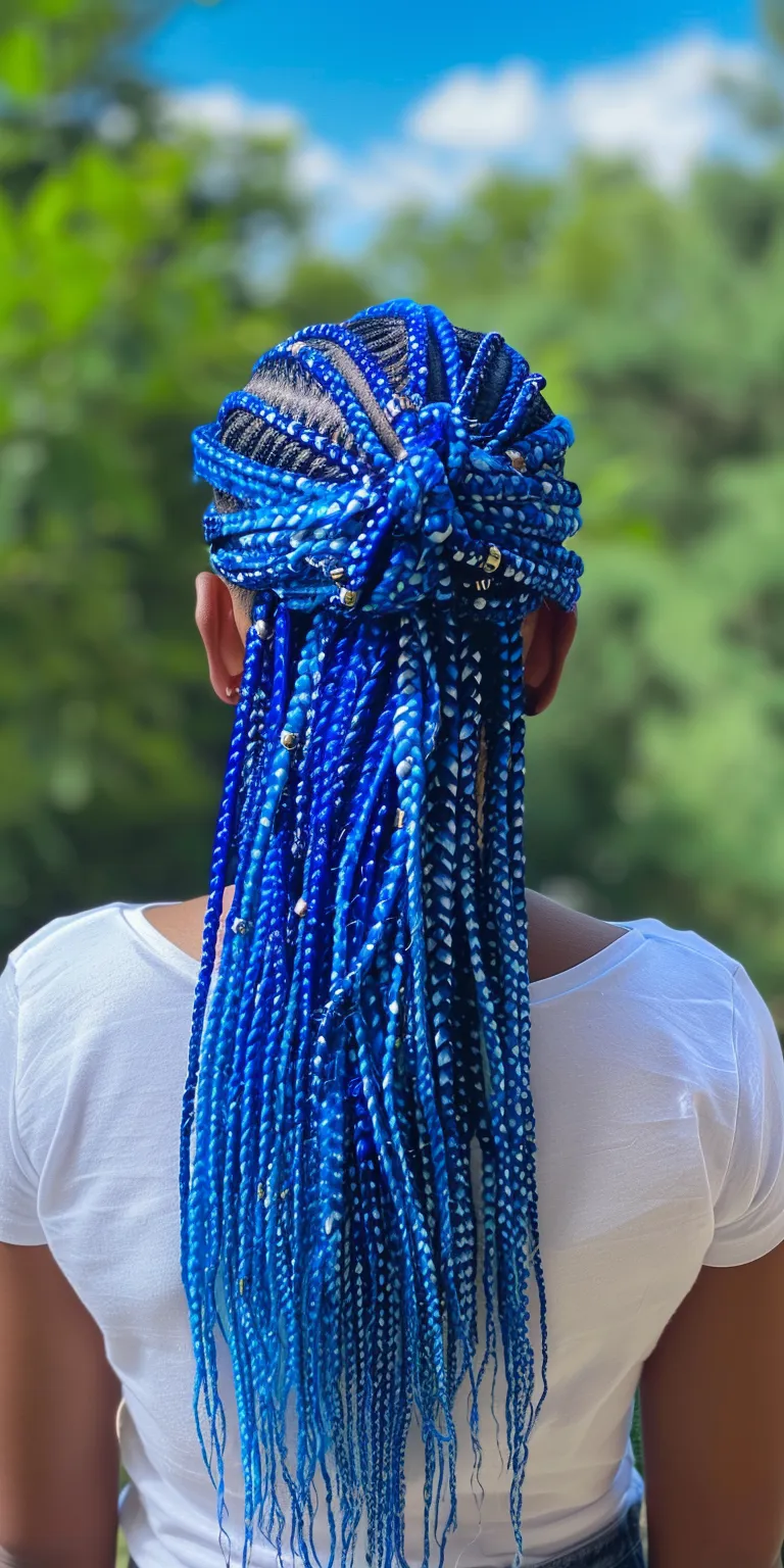 blue box braids Crochet braids, Waterfall Digital perm, Mermaid hair, Cornrows