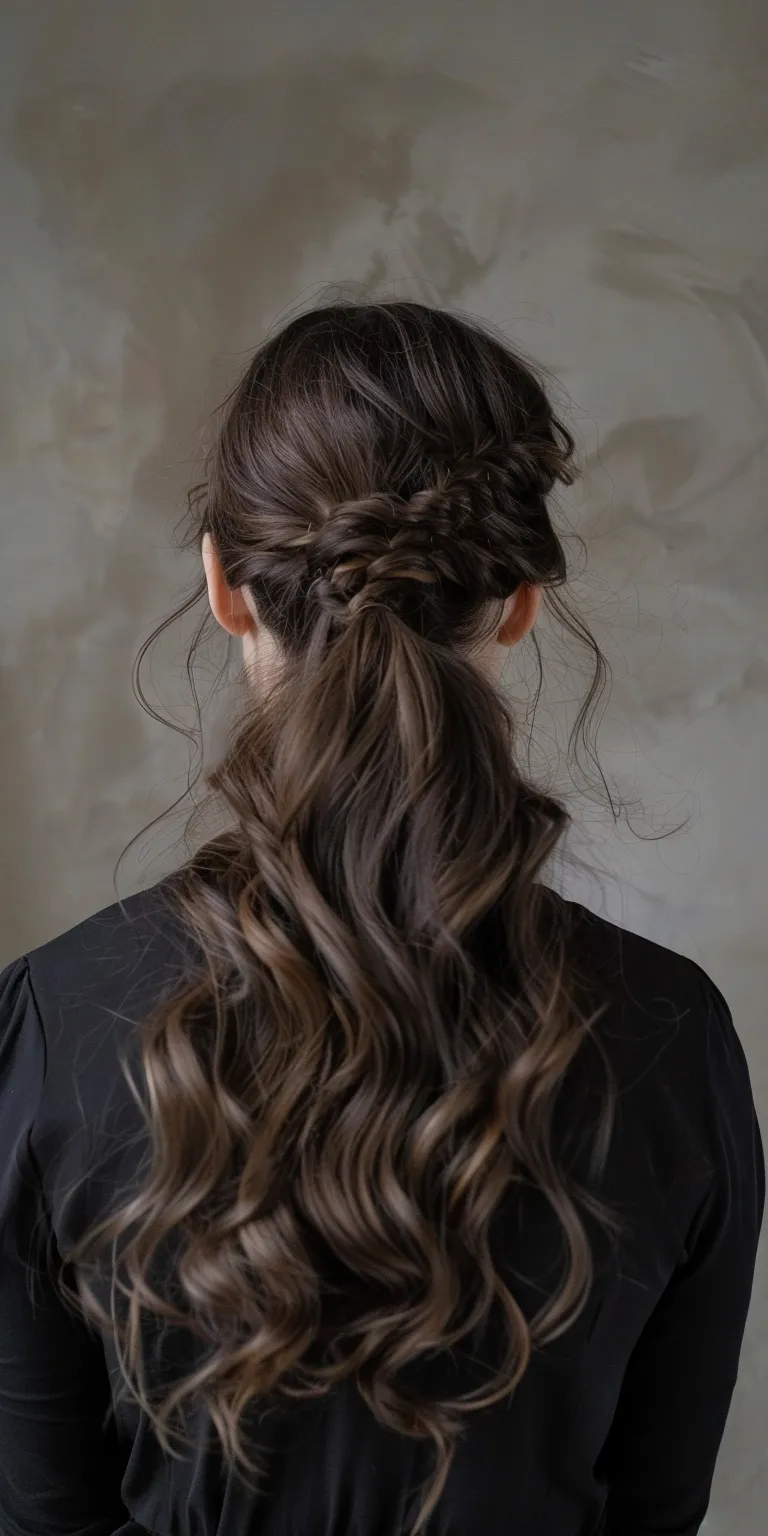 half ponytail hairstyles Waterfall braids, French braid, Milkmaid Braid, Updo