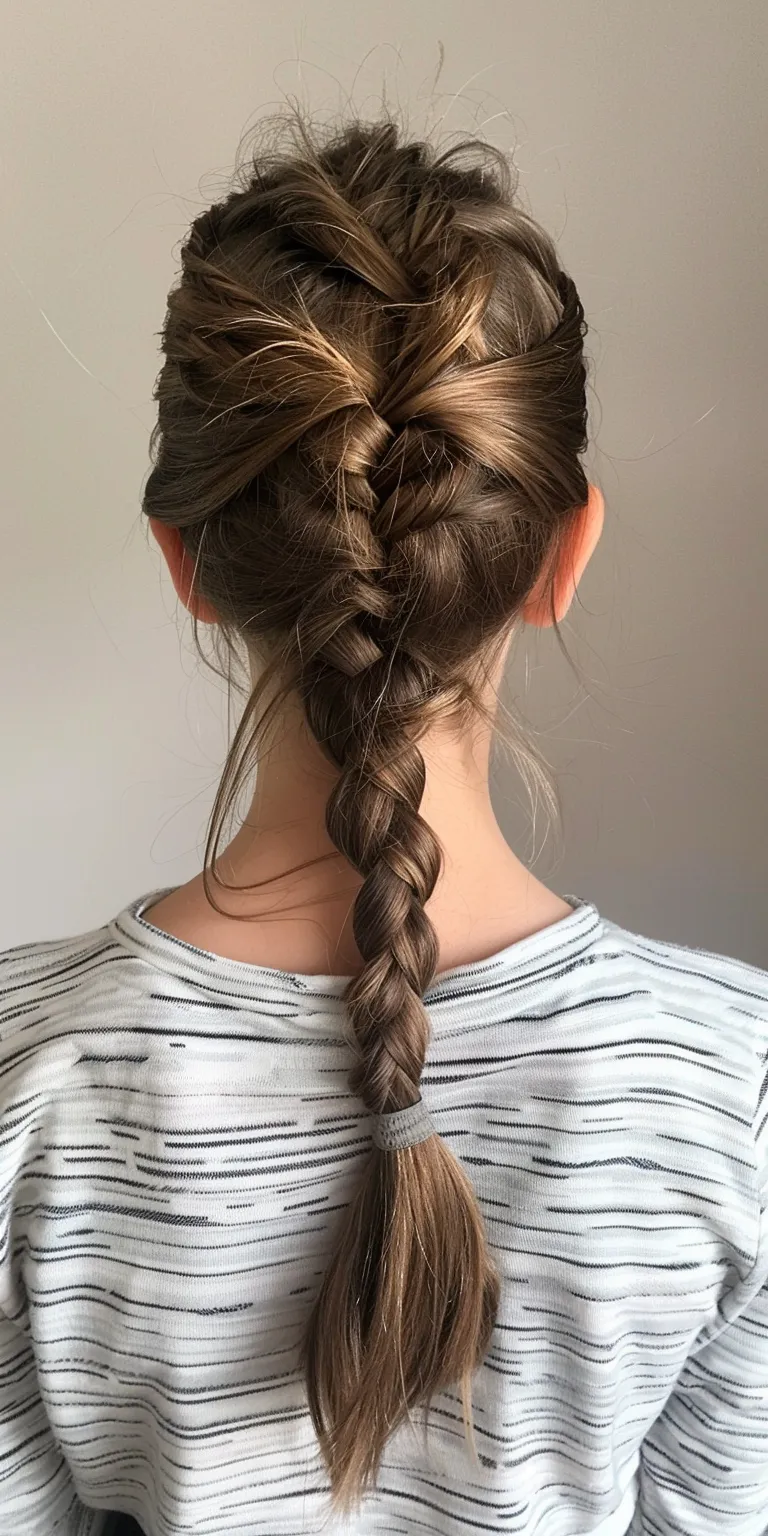 braided up ponytail French braid, Waterfall braids, Braid, twist, Boho braids