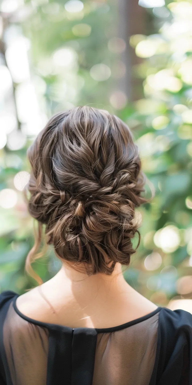 bridesmaid hairstyles Updo, Milkmaid braid, Waterfall braids, Chignon, French twist