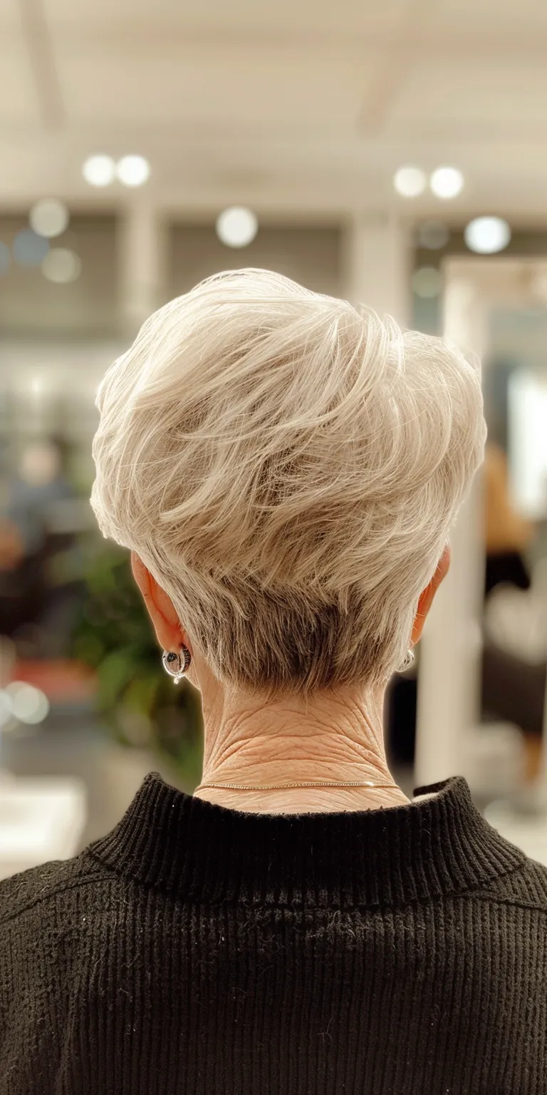 haircuts for older women Pompadour, Asymmetric cut, Short brush Digital perm, Bouffant