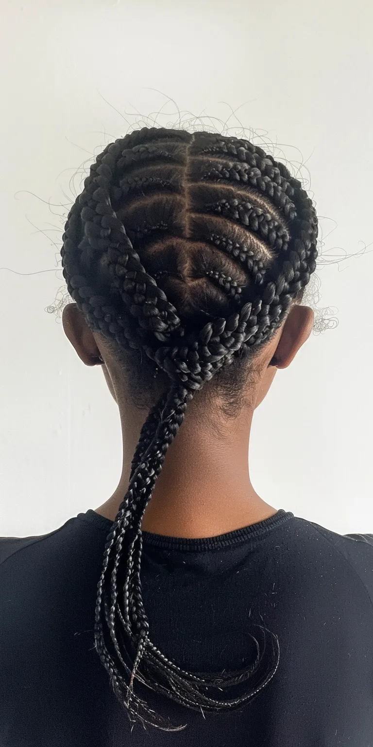 box braid French twist, Hair twists, Crochet braids, Waterfall Cornrows