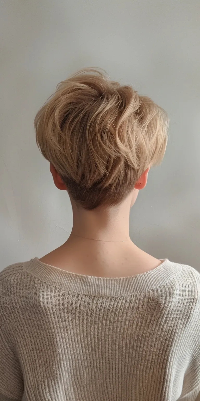 short hairstyles for women Asymmetric cut, Short brush Pixie Chignon, Layered hair