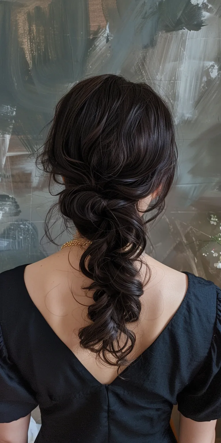 korean hair style Updo, Chignon, Milkmaid braid, French twist, Waterfall braids