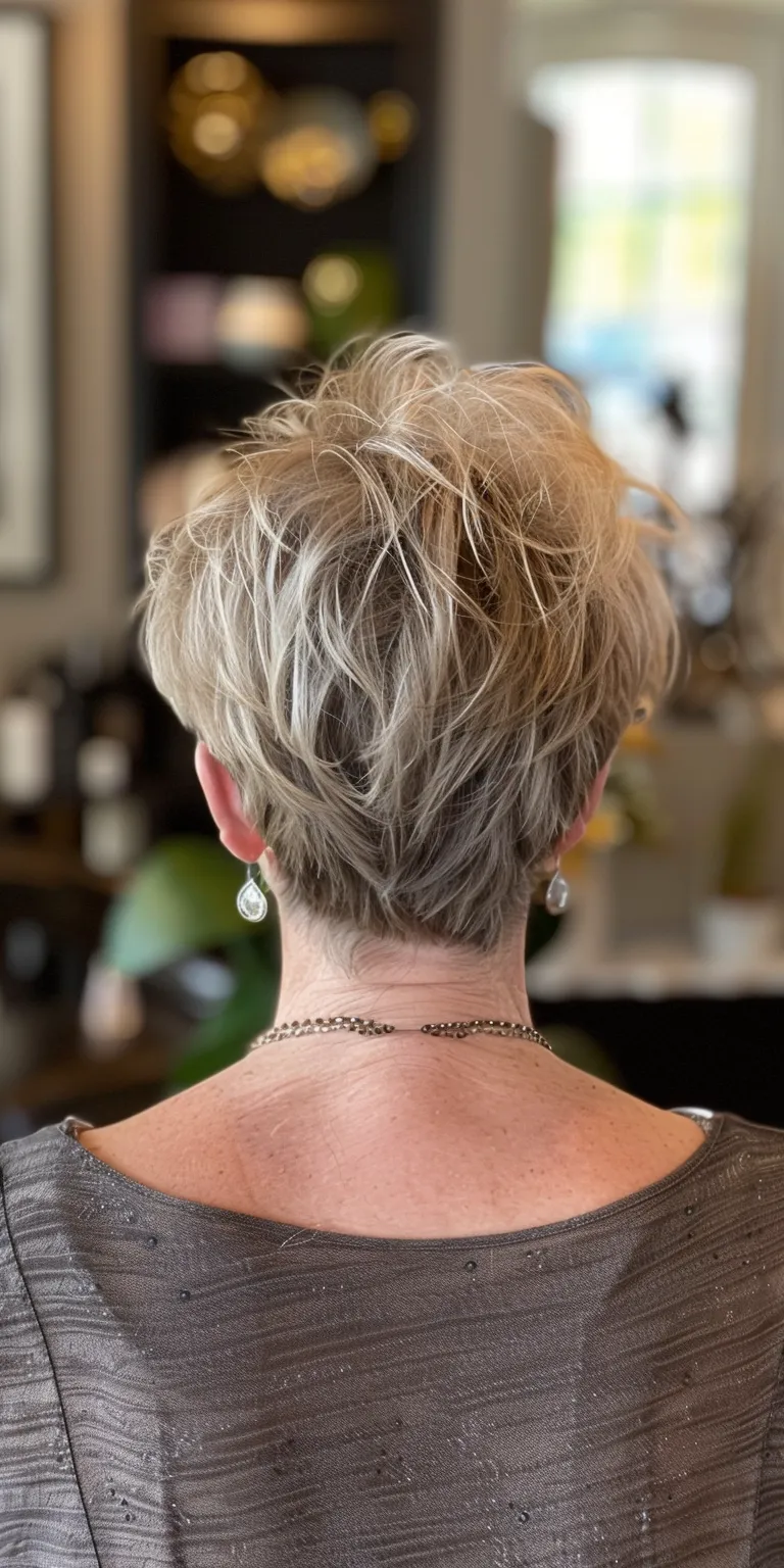 short hairstyles for women over 50 Short brush cut, Asymmetric Pixie Butterfly haircut, Professional cut