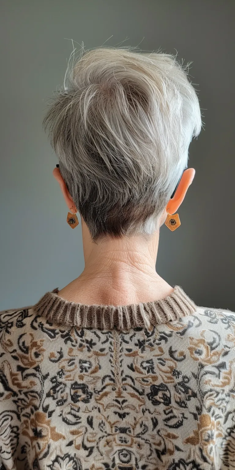 hairstyles for older women Short brush cut, Asymmetric Tonsure, Pompadour, Digital perm