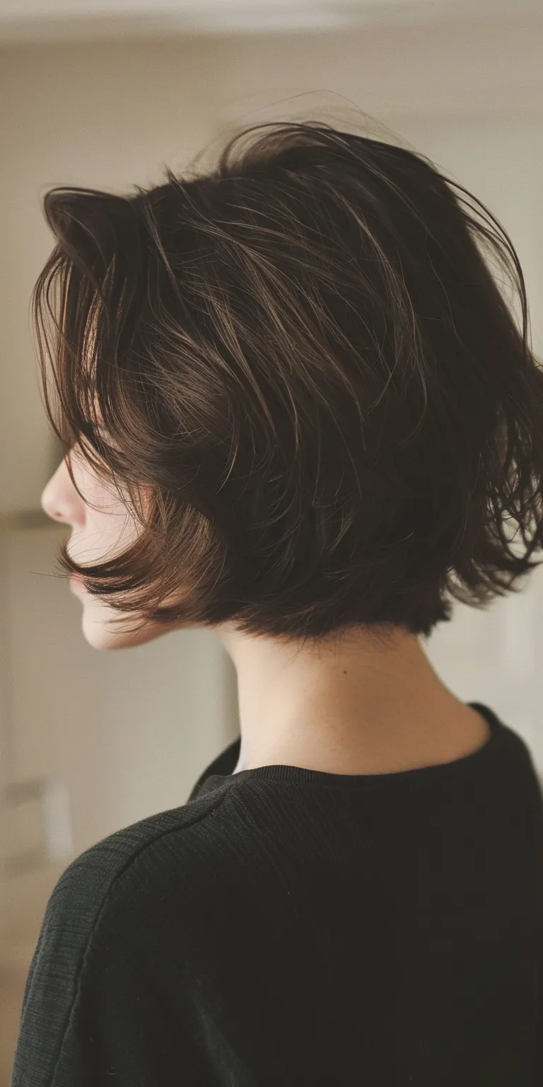 cute short haircuts Asymmetric cut, Bob Layered hair, Short brush Chignon